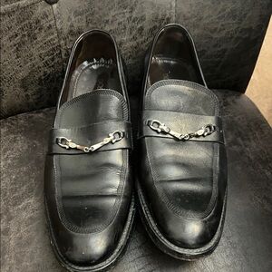 Dolce & Gabbana Black Leather Loafers with Silver Accents